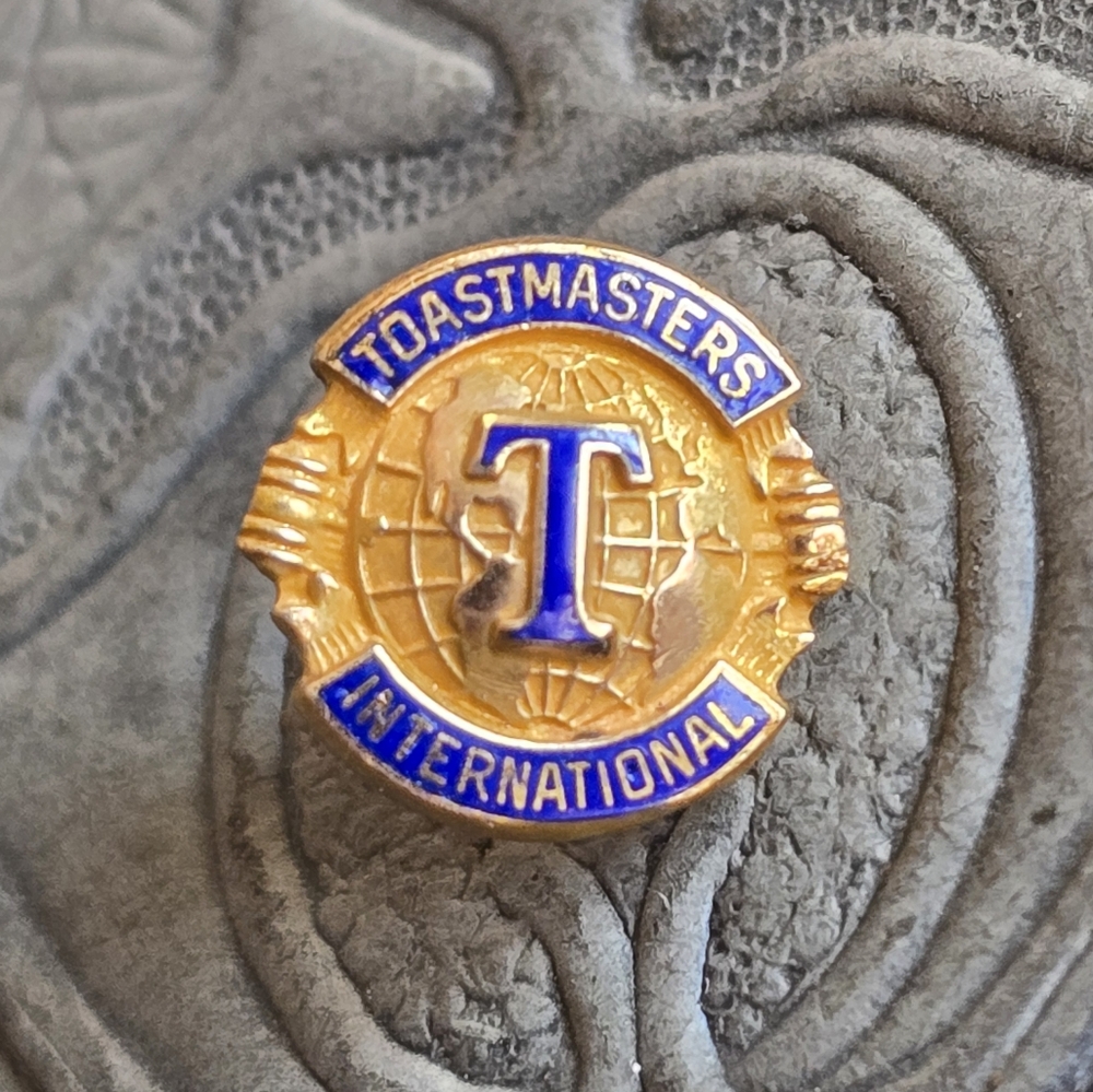 Vintage Toastmasters International stud pin blue enamel gold fill collar stud
